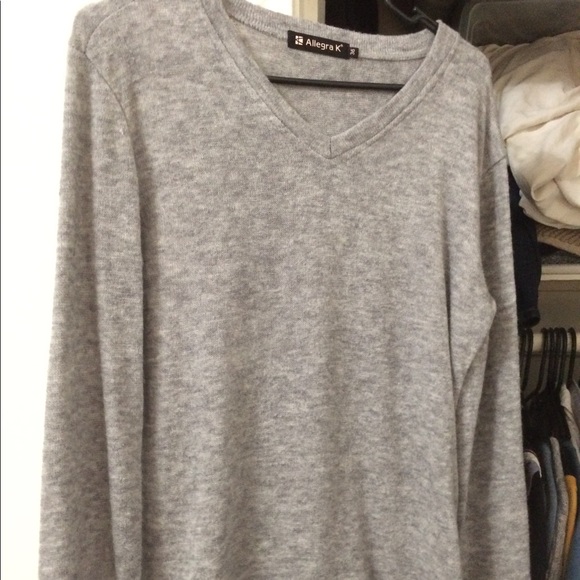 Allegra K v neck sweater grey Men XS - Picture 1 of 1